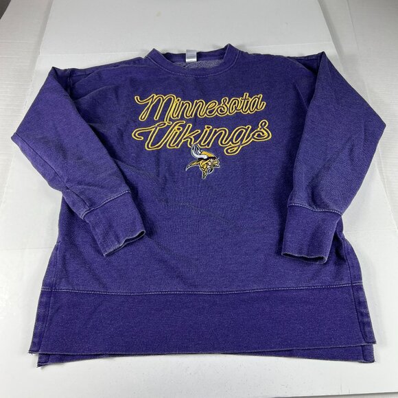 NFL Minnesota Vikings Sweatshirt Women's Medium Purple Faded Pullover Crewneck - Picture 1 of 13